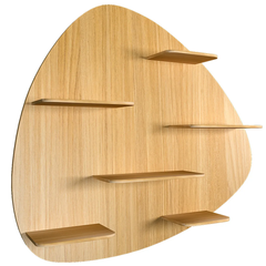 Abstract Shape Backlit Wood Wall Shelf / Book Shelf / Night Light, Light Oak Finish