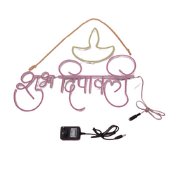 Festival of Lights with Happy Diwali LED Neon Light in Hindi