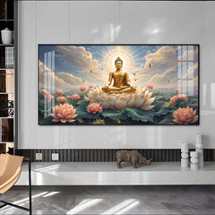 Meditating Buddha Art, Lotus Pond Painting