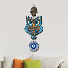 Wooden Owl Evil Eye  Nazar-Battu Wall Hanging for Wall Decor