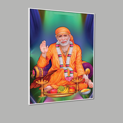 Shirdi Sai Baba Blessings Wall Frame with Om Sai Ram