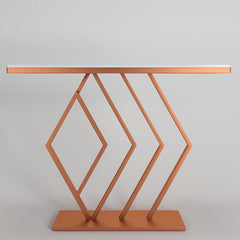 Classic Design Copper Console Table in Geometric Pattern