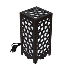 Geometric Lattice Table Lamp - Unique Wooden Cutout