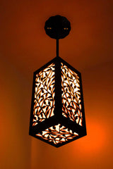 Unique Carved Wood Hanging Light - Modern Leaf Vine Design