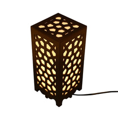 Geometric Lattice Table Lamp - Unique Wooden Cutout