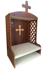 Elegant Wooden Christian Temple | Engineered Wood Altar with Church Cutout