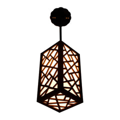 Contemporary Geometric Wood Hanging Lamp