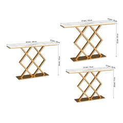 Geometric Criss Cross Pattern Contemporary Console Table