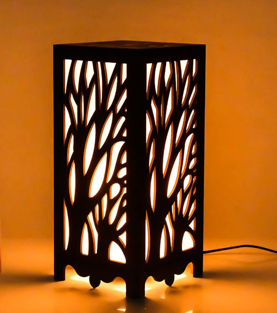 Decorative Wooden Table Lamp with Tree Motif