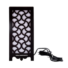 Elegant Wooden Table Lamp with Quatrefoil Cutwork
