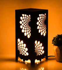 Willson Swirl Bloom Wooden Table Lamp - Unique Artistic Design