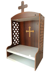 Elegant Wooden Christian Temple | Engineered Wood Altar with Church Cutout