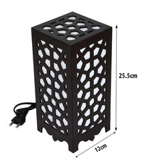 Geometric Lattice Table Lamp - Unique Wooden Cutout