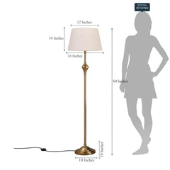 Royal Brass Antique Gold Floor Lamp Standing 5ft Height with Off White Lampshade 16 inches