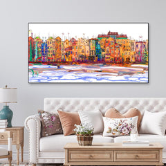 Colorful Town Isolated Panoramic view Framed Wall Art