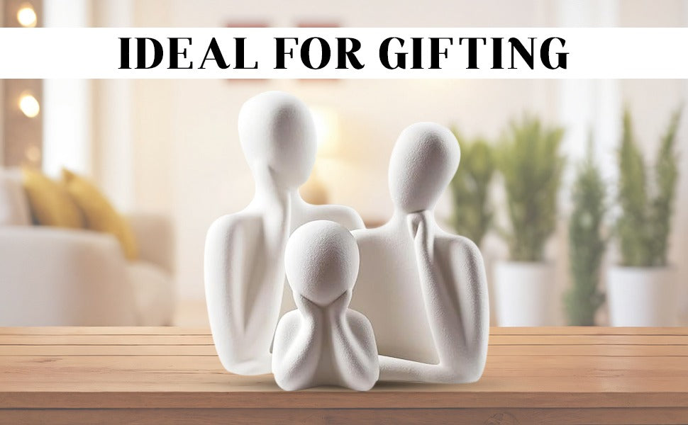 Abstract White Family Sculpture - Modern Minimalist Home Decor Showpiece
