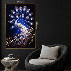 Beauty of Starry Peacock Framed Crystal Glass Painting
