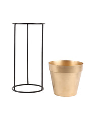 Big Pot Shape Planter with Stand Black & Gold Set of 2