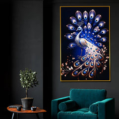 Beauty of Starry Peacock Framed Crystal Glass Painting