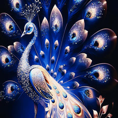 Beauty of Starry Peacock Framed Crystal Glass Painting