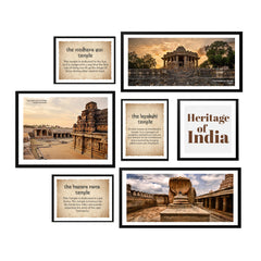 Set Of 7 Frame Sets Of Intricate Art Heritage Temples Of India