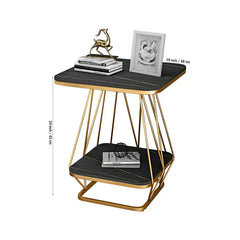 Modern Square Shaped Creative Artistic Golden Metal Finish with Black Marble