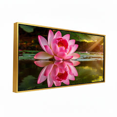 Premium Large Calming Lotus Pond Painting | Modern Floral Nature Canvas for Living Room