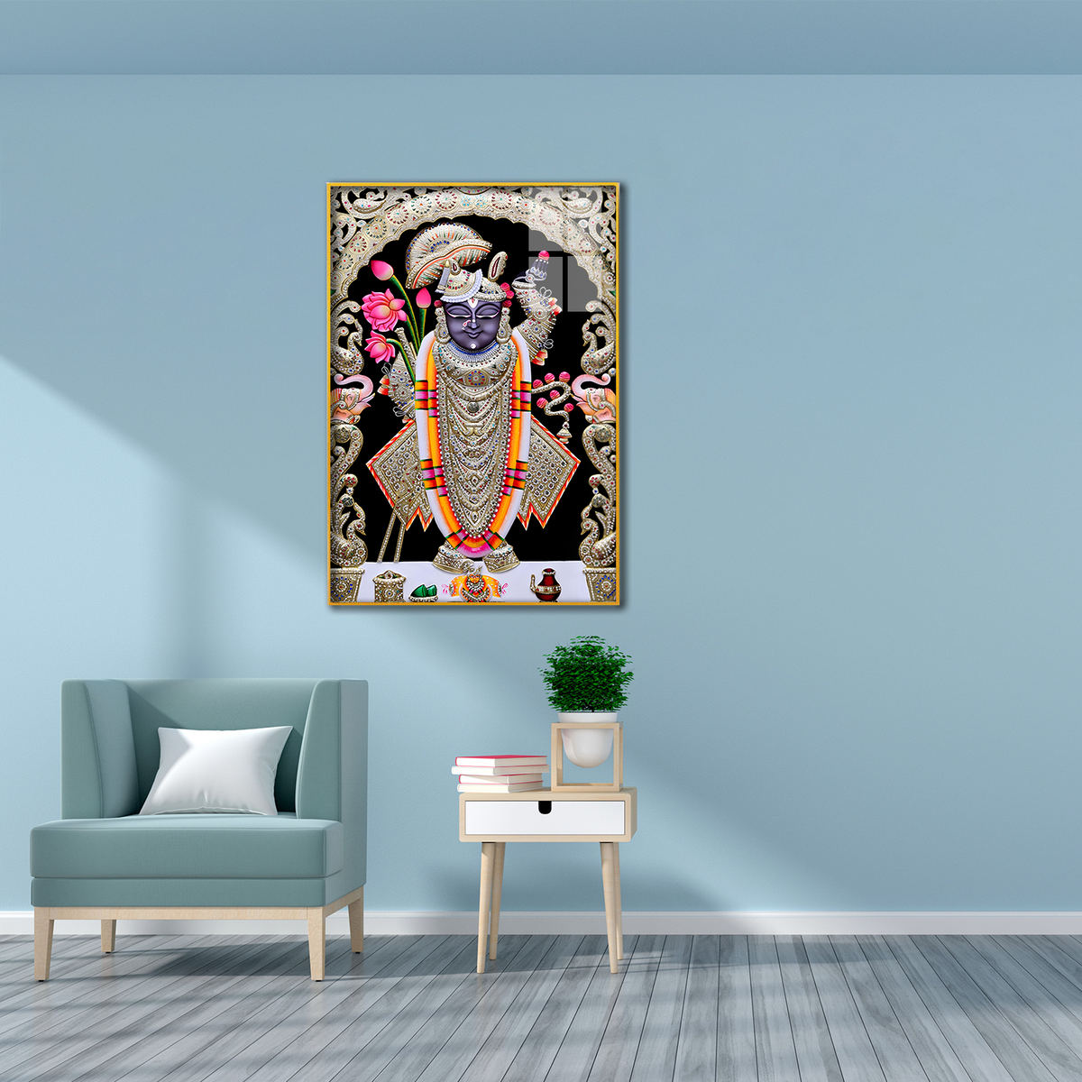 Beautiful Shreenath Ji Maharaj Acrylic Painting