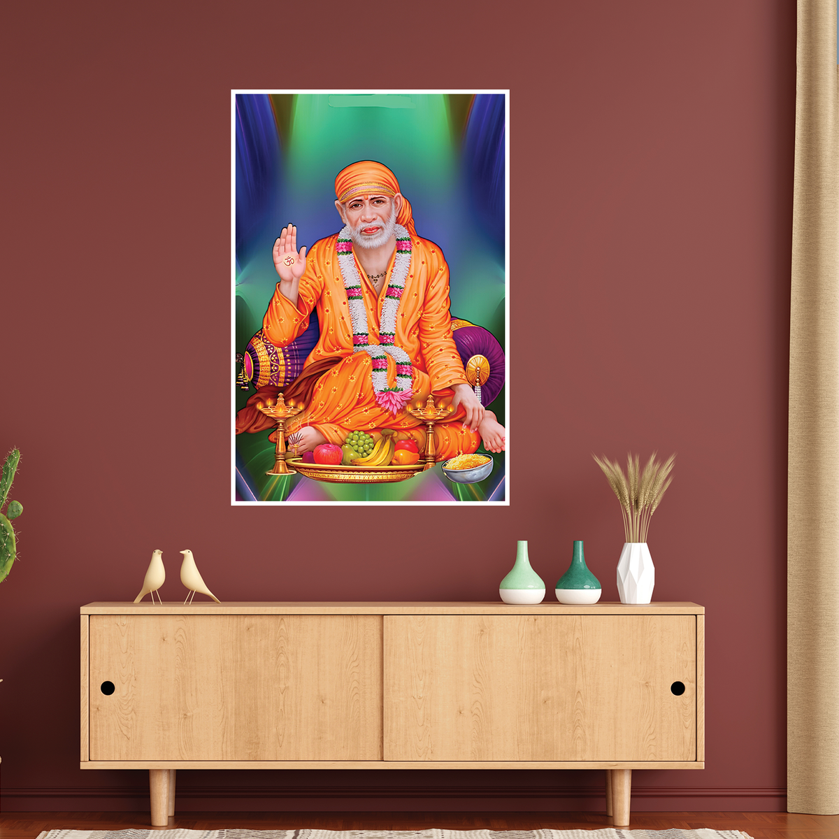 Shirdi Sai Baba Blessings Wall Frame with Om Sai Ram