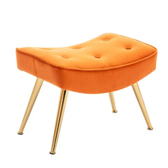 Tufted Long Back Orange Lounge Chair With Ottoman