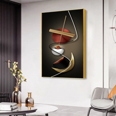 Acrylic Wall Paintings - Jerome Kirk Style 3D Geometry Abstract Stereo Art with Golden Background - Modern Fashion Wall Art