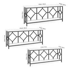 Extra Long White Black Durable Marble 2 Tier Console Table