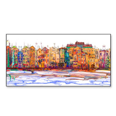 Colorful Town Isolated Panoramic view Framed Wall Art