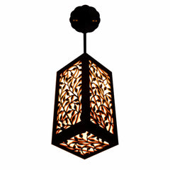 Unique Carved Wood Hanging Light - Modern Leaf Vine Design