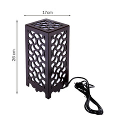 Elegant Wooden Table Lamp with Quatrefoil Cutwork