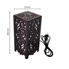 Artistic Scroll Table Lamp - Handmade Wooden Deco Finish