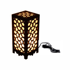 Elegant Wooden Table Lamp with Quatrefoil Cutwork