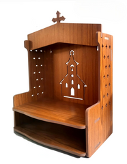 Beautiful Engineered Wood Christian Shrine | Compact Home Prayer Temple