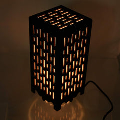 Stylish Wooden Table Lamp with Abstract Line Design