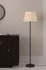 Floor Lamp Standing Modern Black 5ft Height with Off White Lamp Shade 16 inches