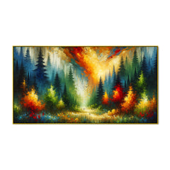 Colorfull Aurora fire Forest canvas printed Wall Painting