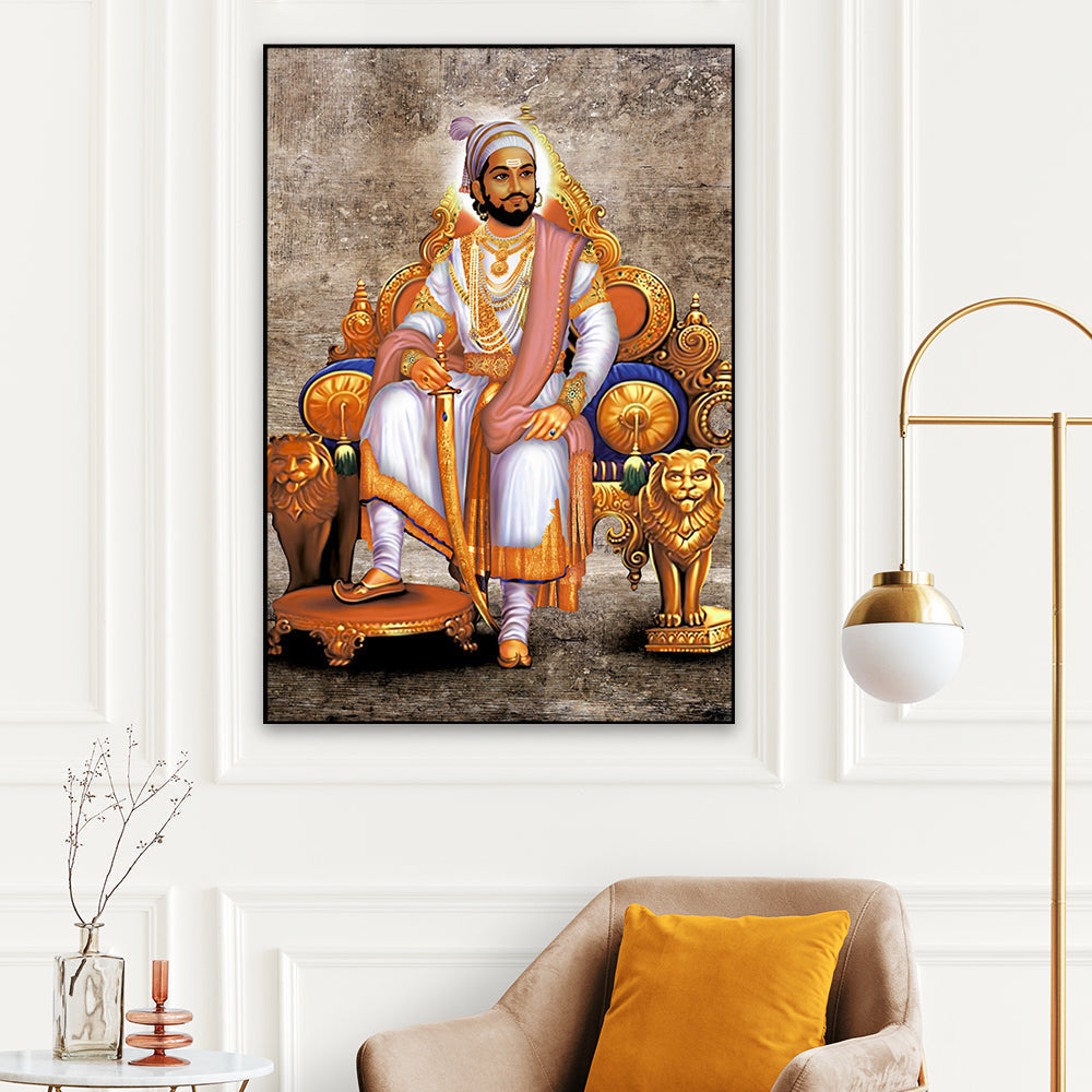 Aesthetic Shivaji Maharaj Canvas Painting