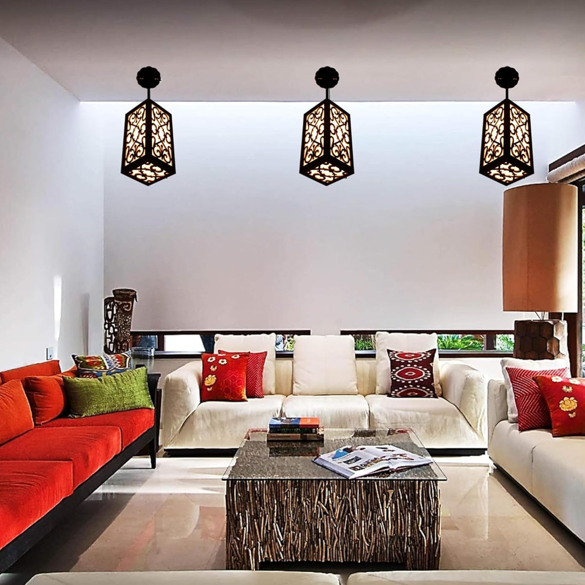 Elegant Carved Wood Pendant Light for Home Décor