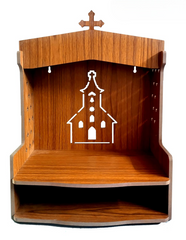Beautiful Engineered Wood Christian Shrine | Compact Home Prayer Temple