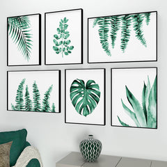 Green Tropical Ferns Wall Frame Set of 6