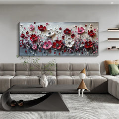 Abstract Flower Landscape Painting on Canvas Large Wall Art, Original Texture Floral Wall Art, Modern Bedroom Wall Decor Handmade Gift Online Clearance Sale