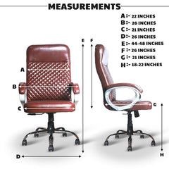 Premium Brown Leatherette Office Chair with Tilting Mechanism | Fixed Armrests & Heavy Duty Chrome Base Desk Seat