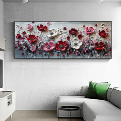 Abstract Flower Landscape Painting on Canvas Large Wall Art, Original Texture Floral Wall Art, Modern Bedroom Wall Decor Handmade Gift Online Clearance Sale