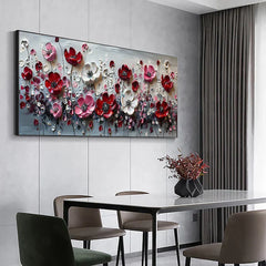 Abstract Flower Landscape Painting on Canvas Large Wall Art, Original Texture Floral Wall Art, Modern Bedroom Wall Decor Handmade Gift Online Clearance Sale