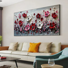 Abstract Flower Landscape Painting on Canvas Large Wall Art, Original Texture Floral Wall Art, Modern Bedroom Wall Decor Handmade Gift Online Clearance Sale